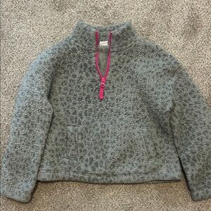 GAP Gray Sherpa Half-Zip Jacket with Pink Trim